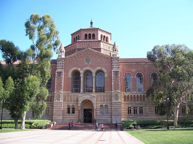 A sunlit university campus
